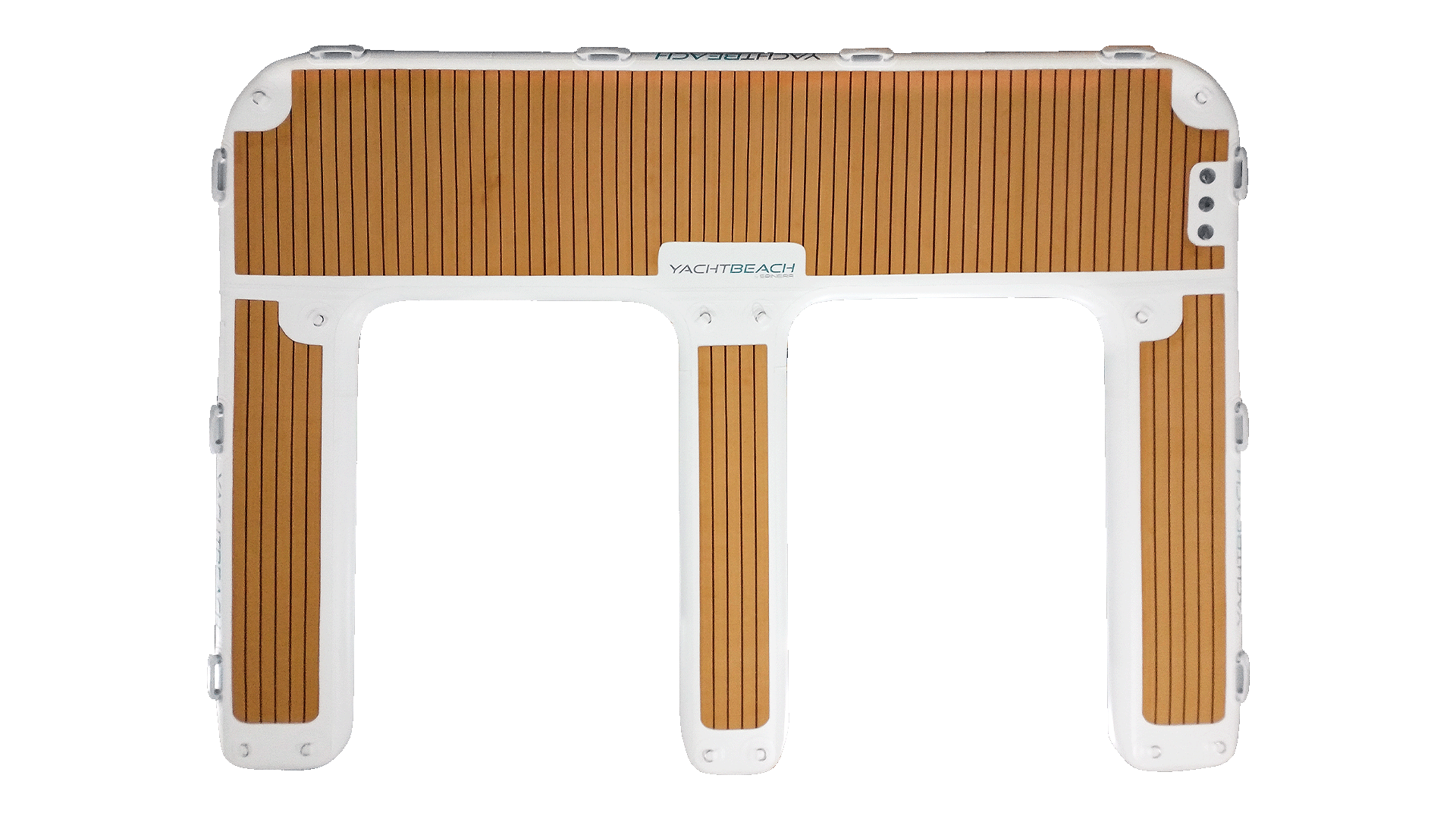 The picture shows a yacht beach jet ski dock for two jet skis on a white background.