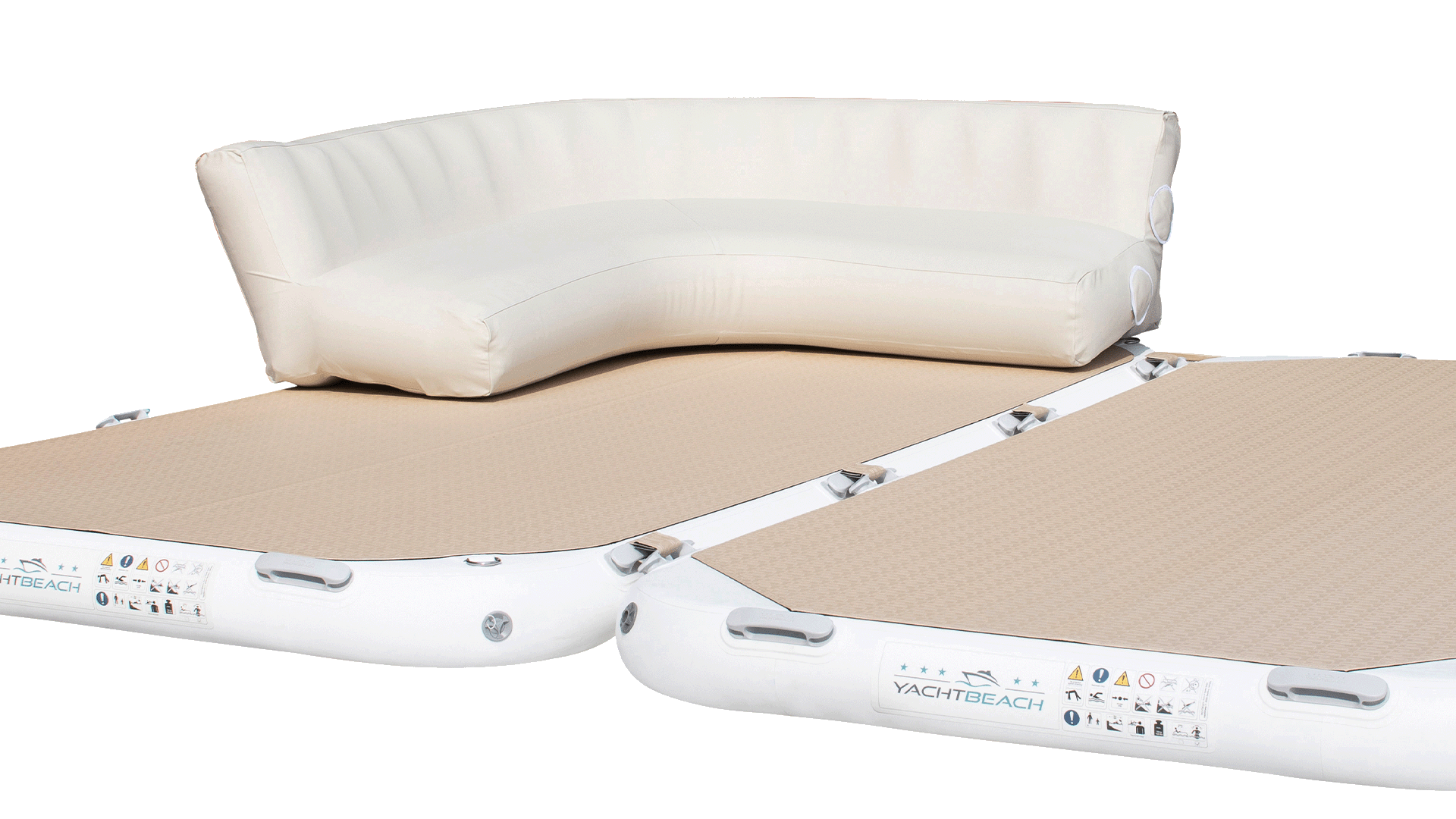 A clean picture of the Yacht Beach Air Sofa in white and beige colors.