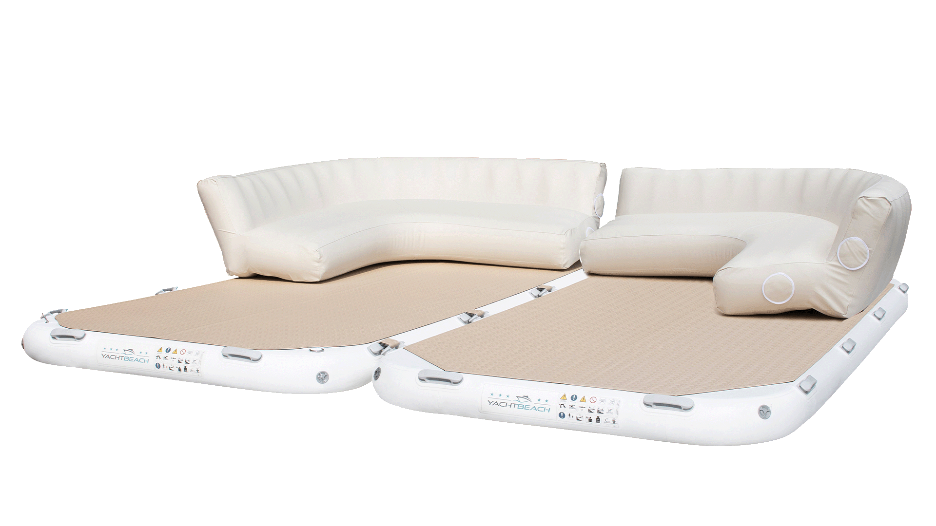 A clean picture of the Yacht Beach Air Sofa in white and beige colors.