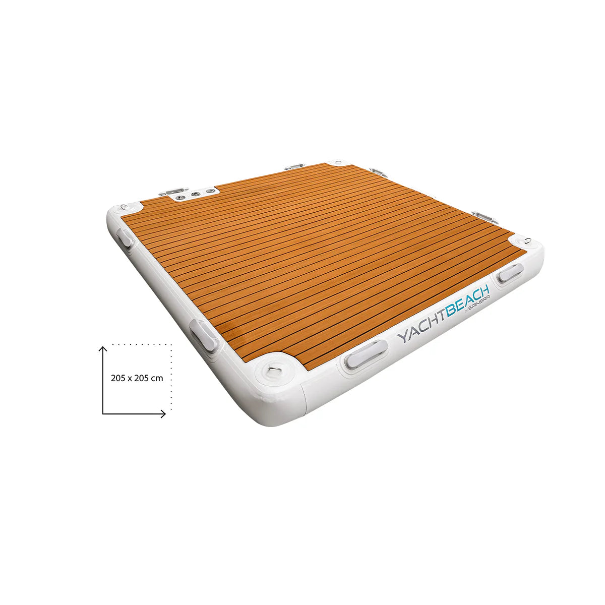 The Yacht Beach Platform 2.05 Premium in white and brown colors in front of a white background.