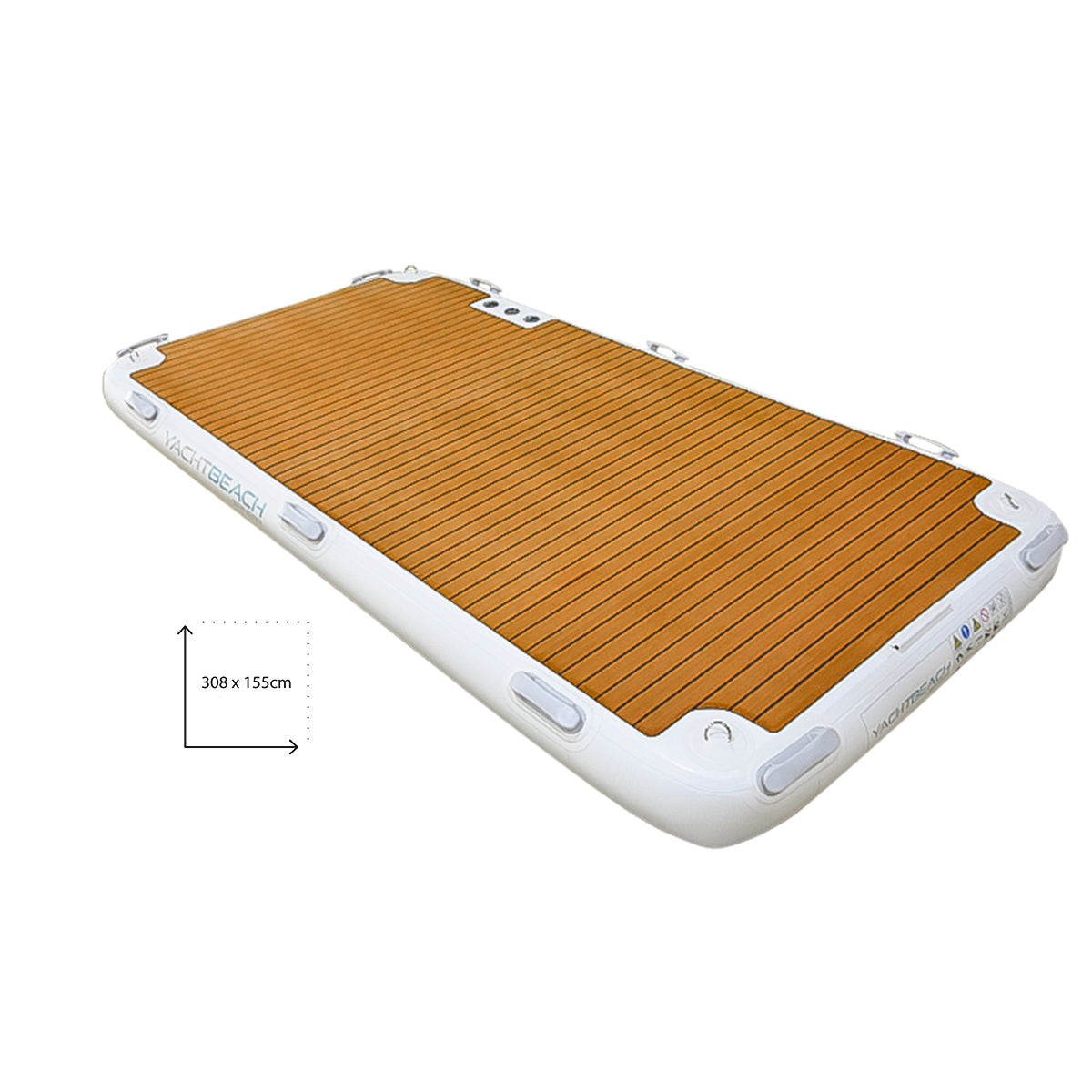 The Yacht Beach Platform 3.08 Premium in white and brown colors in front of a white background.