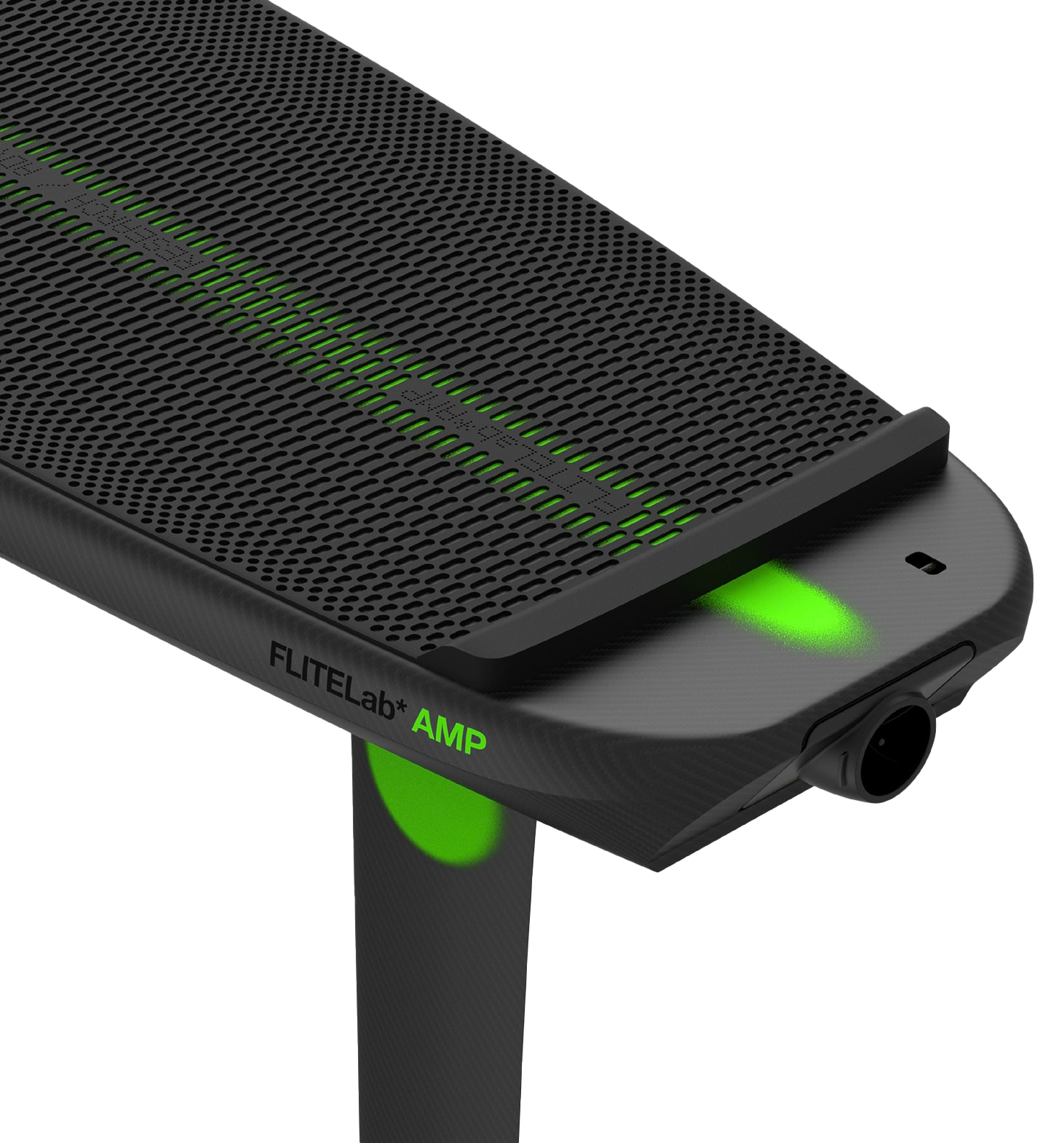 Flitelab Board with green lights and 'Flitelab AMP' branding on a white background