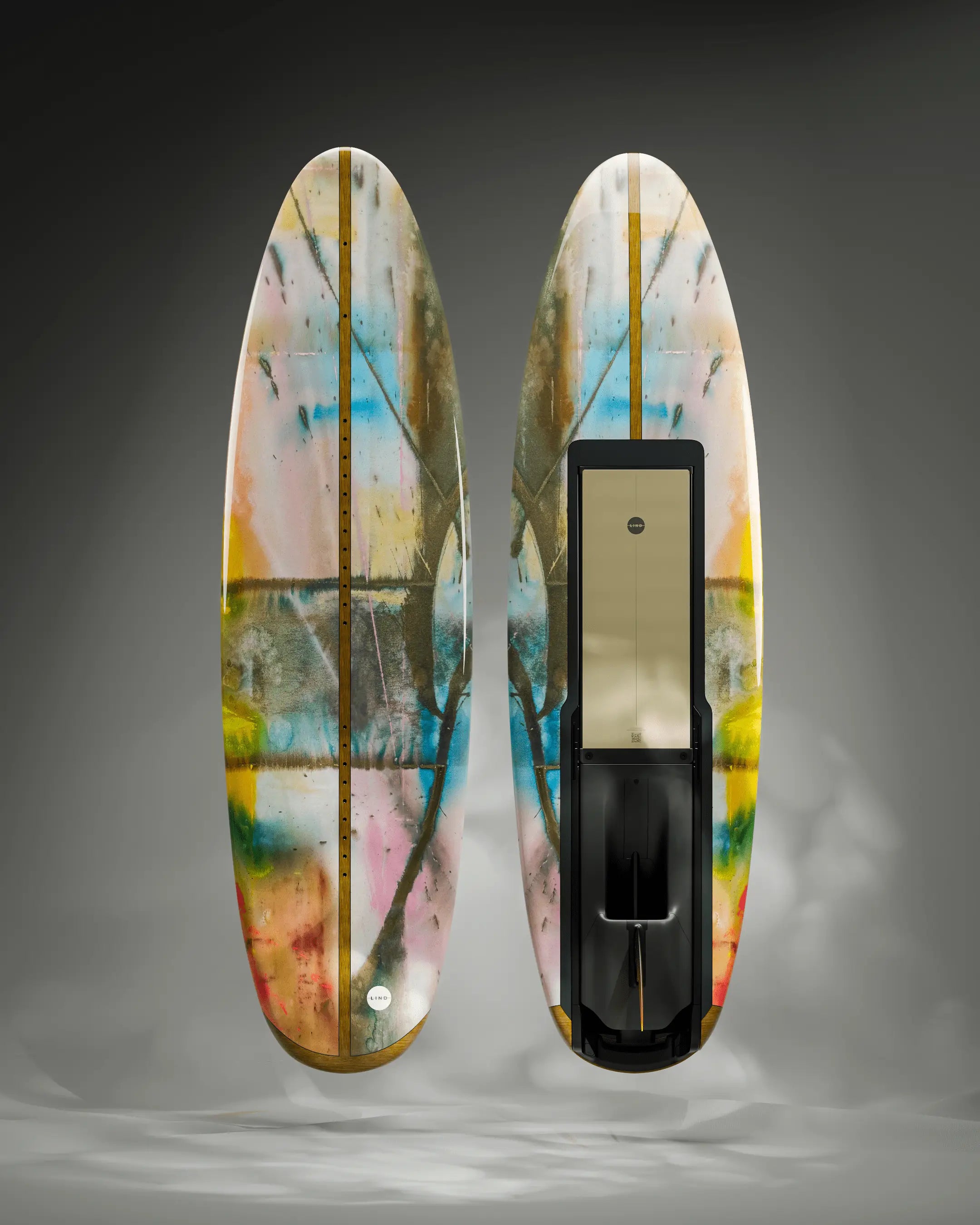 The Lind Art Surfboard called Malibu in a colourful gradient by Erik Skoldberg.