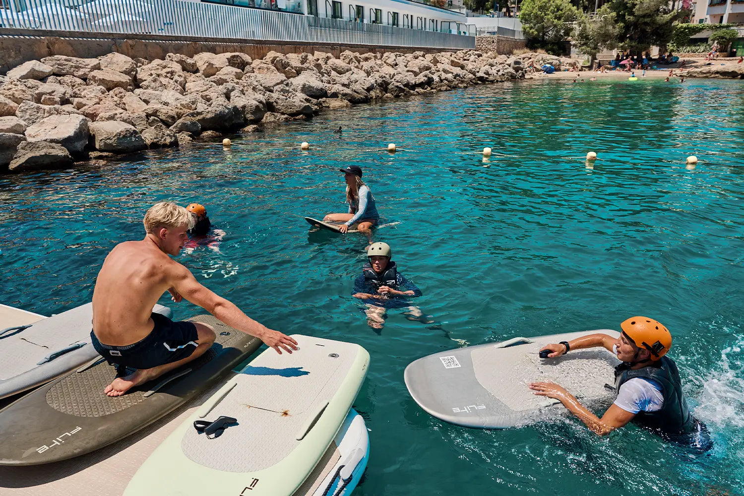 eFoil trainer course with eFoil Riders during practical on-water training in Mallorca